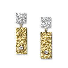 White Sapphire Tab Earrings by Suzanne Q Evon (Gold, Silver & Stone Earrings)