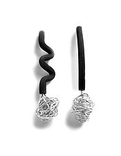 Little Silver Knots Earrings by Dagmara Costello (Silver & Rubber Earrings)
