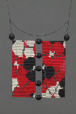 California Dream Beaded Panel in Red and Neutrals by Julie Long Gallegos (Beaded Necklace)
