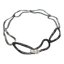 Interwoven Stitched Oxidized Necklace With Silver Clasp by Suzanne Schwartz (Silver Necklace)