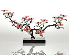 Pink Dogwood Branch by Hung Nguyen (Art Glass Sculpture)