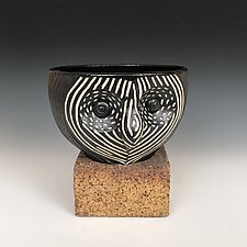 Round Faced Owl by Larry Halvorsen (Ceramic Bowl)