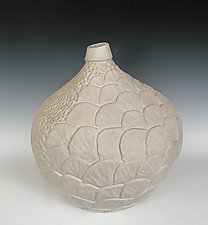 White Scales Gourd by Larry Halvorsen (Ceramic Vessel)