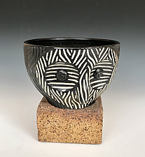 WoodGrain Owl Bowl by Larry Halvorsen (Ceramic Bowl)