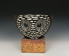 Dashes Owl Bowl by Larry Halvorsen (Ceramic Bowl)