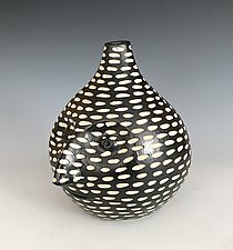 Dashes Face Gourd by Larry Halvorsen (Ceramic Vessel)