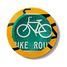 Green Bicycle Platter by Boris Bally (Metal Wall Sculpture)