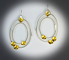 Leafy Oval Earrings by Judith Neugebauer (Gold & Silver Earrings)