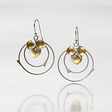 Double Loop Leaf Earrings by Judith Neugebauer (Gold & Silver Earrings)