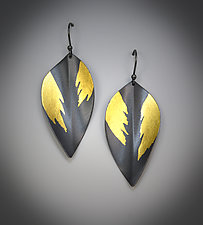 Folded Leaf Earrings by Judith Neugebauer (Gold & Silver Earrings)