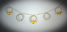 Dangling Circles Necklace by Judith Neugebauer (Gold, Silver & Pearl Necklace)