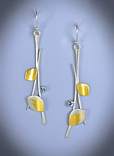 Aqua Leaf Dangle Earrings by Judith Neugebauer (Gold, Silver & Stone Earrings)
