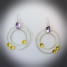 Amethyst Floral Rings Earrings by Judith Neugebauer (Gold, Silver & Stone Earrings)