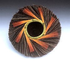 Tri-Color Nest with Orange Spirals by Michael and Christine Adcock (Fiber Basket)