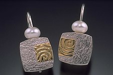 Gold & Pearl Textured Earrings by Idelle Hammond-Sass (Silver & Gold Earrings)