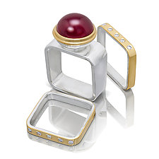 Square Ring: Garnet by Gabriel Ofiesh (Gold, Silver & Stone Ring)