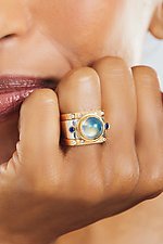 Square Ring: Moonstone & Sapphires by Gabriel Ofiesh (Gold, Silver & Stone Ring)