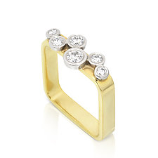 Square Ring: Garland of Diamonds by Gabriel Ofiesh (Gold & Stone Ring)