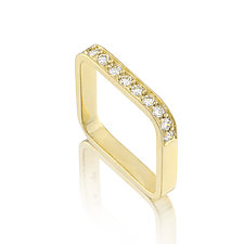 Square Ring: 18k Gold and Pave Diamonds by Gabriel Ofiesh (Gold & Stone Ring)