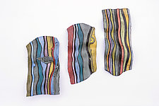 Bright Carved Wall Wave by Janine Sopp (Ceramic Wall Sculpture)