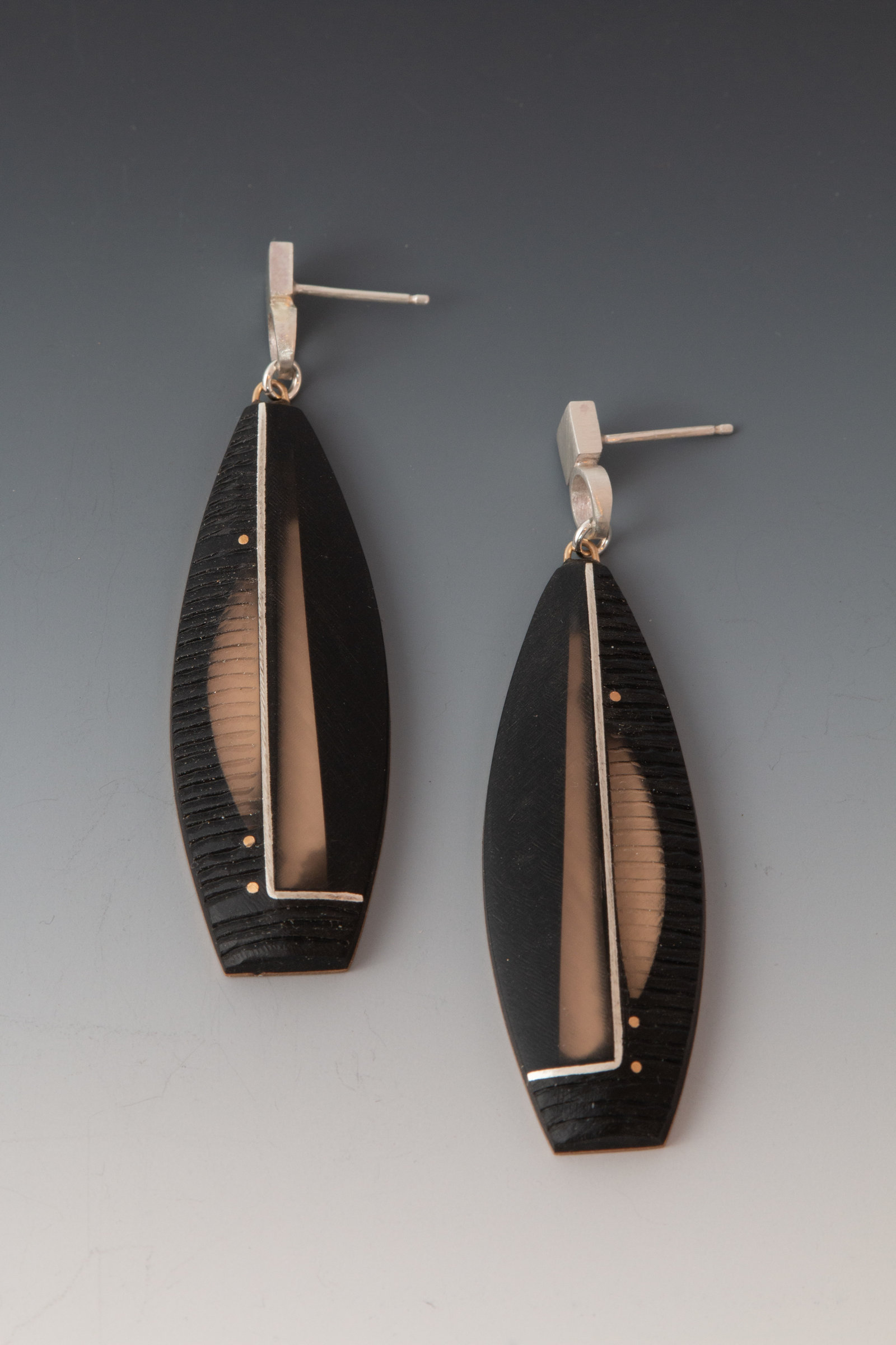 L MC Earrings by Eileen Sutton (Gold, Silver & Resin Earrings) | Artful ...