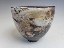 Black Rim Eggshell Bowl, Small by Judith  Motzkin (Ceramic Bowl)