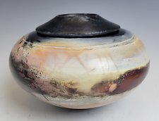 Woven Lid Spirit Keeper Urn by Judith Motzkin (Ceramic Memorial Urn)
