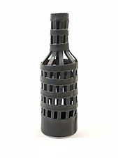 Lattice Bottle Vase in Black by Matthew A. Yanchuk (Ceramic Vase)