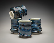 Deep Blue Landscape Tumblers by Carol Green (Ceramic Drinkware)