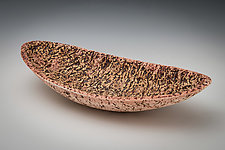 Rose and Brown Boat by Carol Green (Ceramic Vessel)