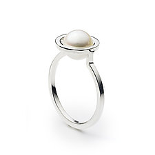 Orbit Moon Ring by Patricia Madeja (Silver & Pearl Ring)