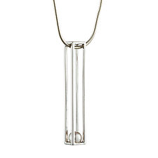 Long Cage Pendant by Patricia Madeja (Silver & Pearl Pendant)