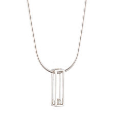 Short Cage Pendant by Patricia Madeja (Silver & Pearl Necklace)