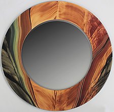 Golden Wedge Round Mirror by Grant-Noren (Wood Mirror)
