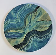 Blue Green Lazy Susan by Grant-Noren (Wood Serving Piece)