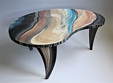 Painted Wood Coffee Table, Glacier by Ingela Noren and Daniel  Grant (Wood Coffee Table)