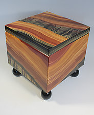Painted River Cube Trunk by Grant-Noren (Painted Wood Chest)