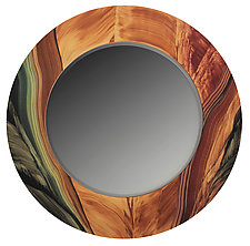 Golden Wedge Round Mirror by Grant-Noren (Wood Mirror)