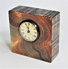 Painted Burl Table Clock by Ingela Noren and Daniel  Grant (Wood Clock)