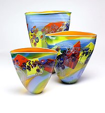 Summer Sky Colorfield Vessel by Wes Hunting (Art Glass Vessel)