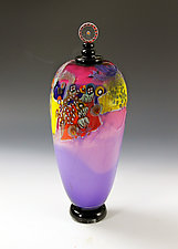Cosmic Ruby Colorfield Jar by Wes Hunting (Art Glass Bottles & Jar)