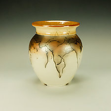 Horsehair Raku Pottery XXII by Lance Timco (Ceramic Vessel)