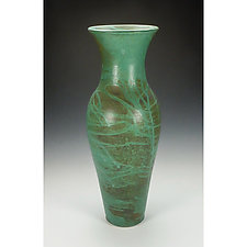 Tall Green Satin Glazed Vase by Lance Timco (Ceramic Vase)