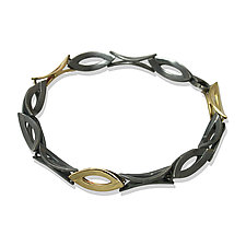 Moiré Marque-Shaped Link Bracelet by Keiko Mita (Gold & Silver Bracelet)