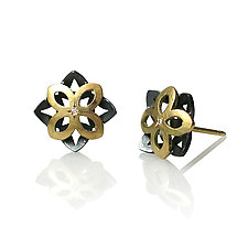 Moiré Star Earrings by Keiko Mita (Gold, Silver & Stone Earrings)