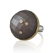 Starry Moon Ring by Keiko Mita (Size 9-10 Gold, Silver & Stone Ring)