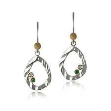 Petite Pebble Drop Earrings by Keiko Mita (Gold, Silver & Stone Earrings)