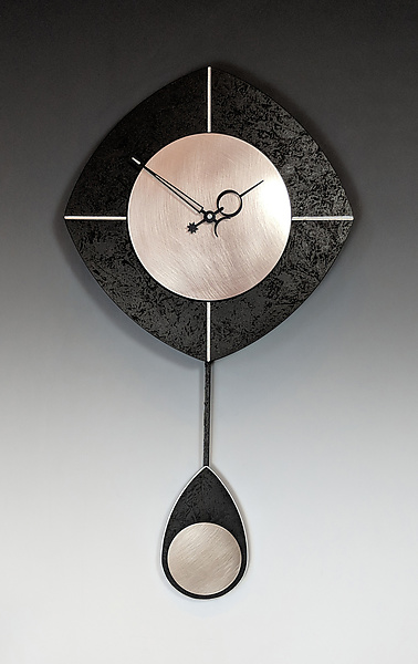 Black & Silver L-Drop Pendulum Clock by Leonie Lacouette (Wood Clock) | Artful Home