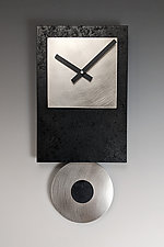 Black Tie Pendulum Clock with Steel by Leonie Lacouette (Wood Wall Clock)