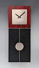 Jane Pendulum Clock in Red & Black by Leonie  Lacouette (Wood Clock)